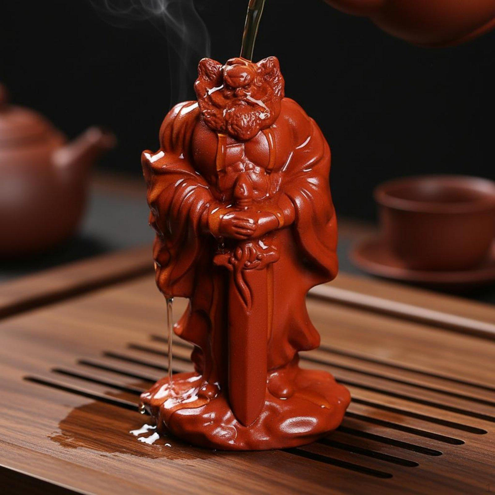 Yixing Clay Tea Pet Patina Forming Ancient Judge Statue Handcrafted Red Figurine Zhong Kui Zhong Kui