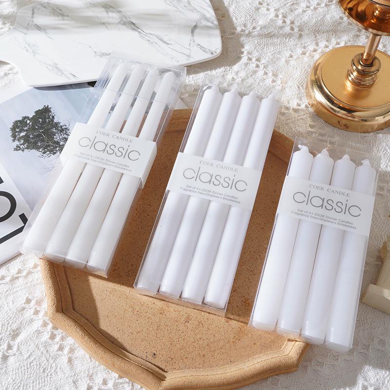 Ivory White Long Stem Taper Candles for Weddings and Emergencies