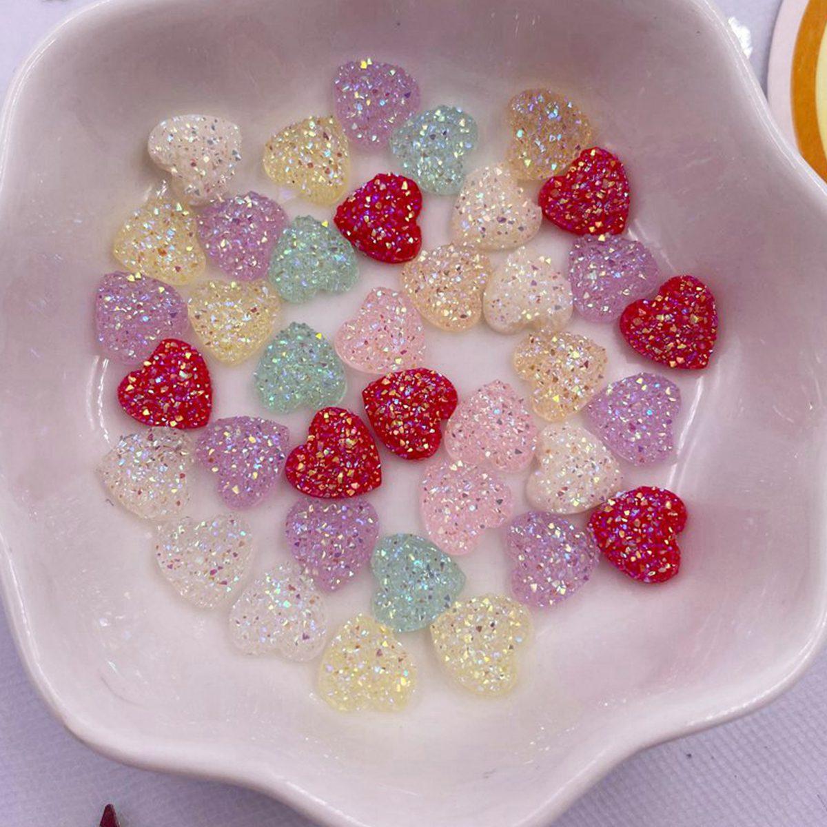 

100 шт. AB смолы 8 мм блестящие яркие цвета мини-сладкое сердце руда плоская задняя часть аксессуары со стразами DIY свадебные аппликации дизайн ногтей поделки из драгоценных камней