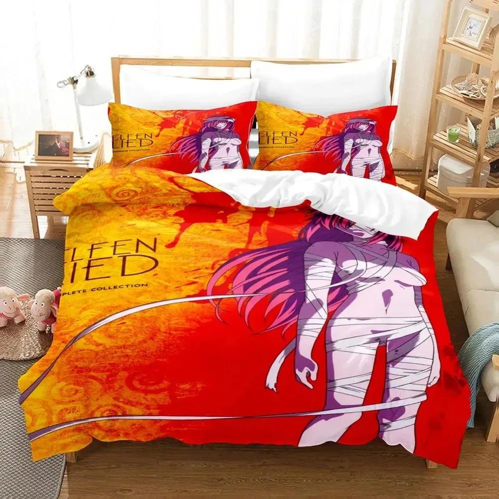New Anime Elfen Lied Beding Set Soft Duvet Cover Bed Linen Set Comfortable Quilt Cover Pilowcase Warm Comforter King Quen Sized Dimensions Young Boys