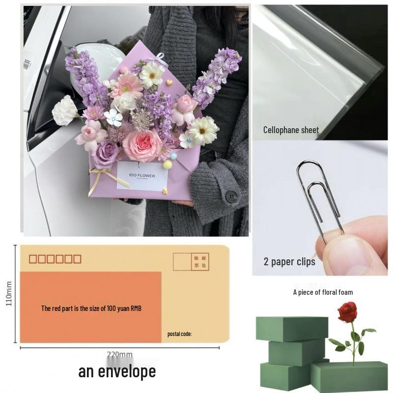 Spring Letter Flower Box: Handmade Silk Bouquet In Kraft Paper Packaging for Valentine's Day & Qixi