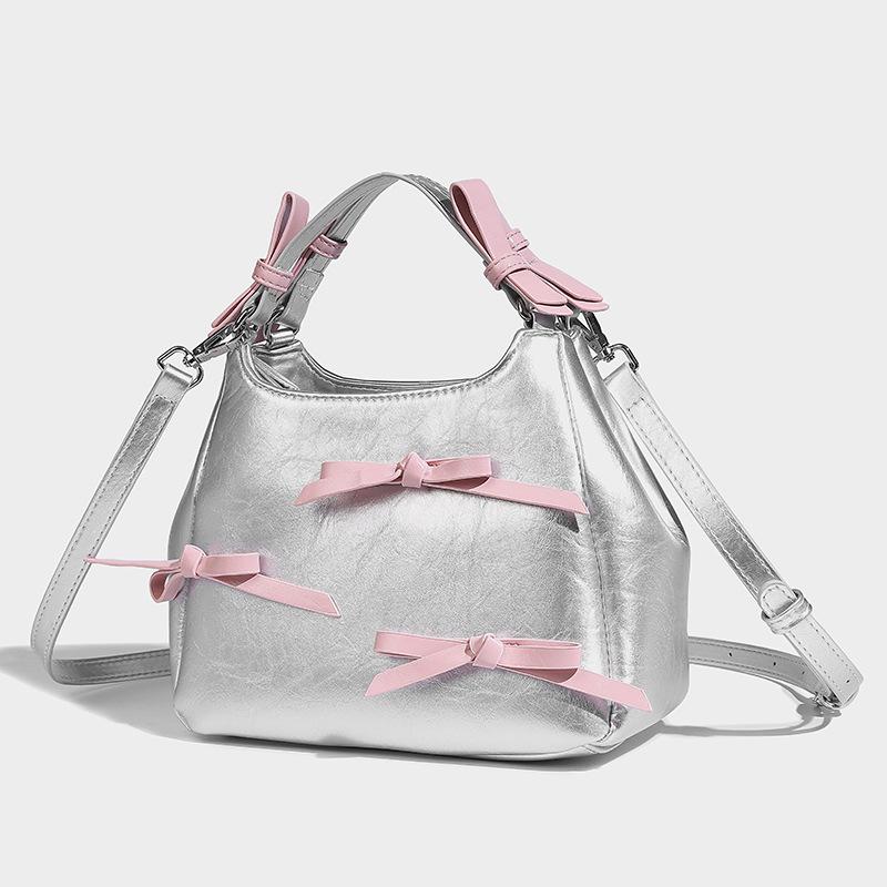 

Милая девушка, высококачественная балетная сумка-ведро с бантом, переносная, через плечо, оригинальный дизайн, корзина для овощей серебряный