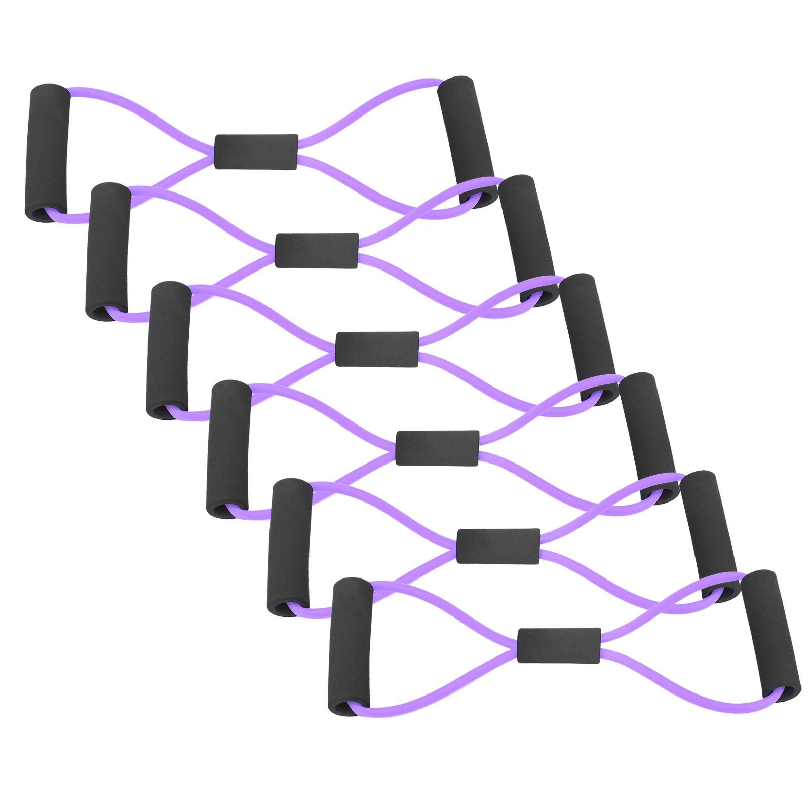 

6pcs Figure 8 Pull Rope Fitness Yoga Training Strap Belt TPE Home Gym Resistance BandsPurple фіолетовий