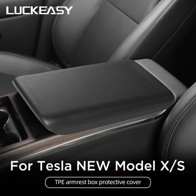 LUCKEASY for Tesla Model X Center Console Armrest Box Protective Cover Model S Armrest Protector Mat -2026 Car Accessories