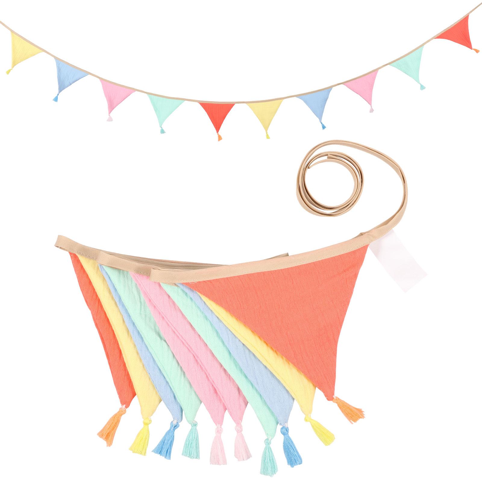 

2PCS Colorful Pennant To Decorate Mexican Pastel Colored Pennants Hanging Bunting Banner For Birthday Party Wedding Decoration