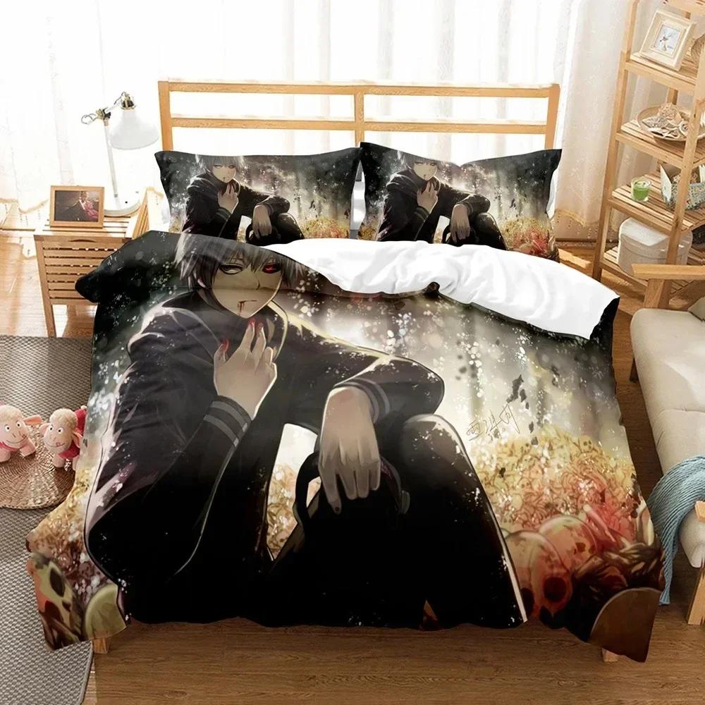 3D Druck Anime Tokyo Ghoul Bettwäsche Set Bedrucktes Bettset mit Kissenbezug Bett Bettdeckenbezug Weiche Queen King Size Bettwäsche Zuhause