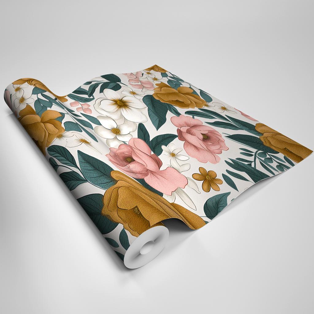 Nordic Style Plant Flower Splicing Wall Sticker Living Room Bedroom Background Wall Self-Adhesive Wallpaper Waterproof And Wear-Resistant Texture