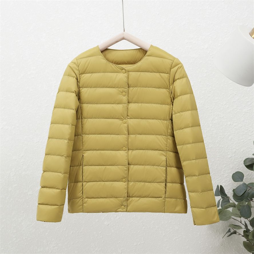 Lightweight and Warm White Duck Down Coat for Women, Simple and Stylish Outerwear