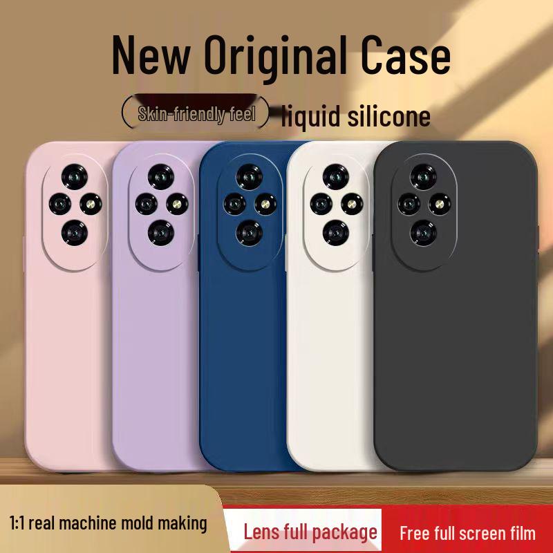 Honor 200 Case: Solid Color Liquid Full Coverage, Drop Protection, Soft Straight Edge Design