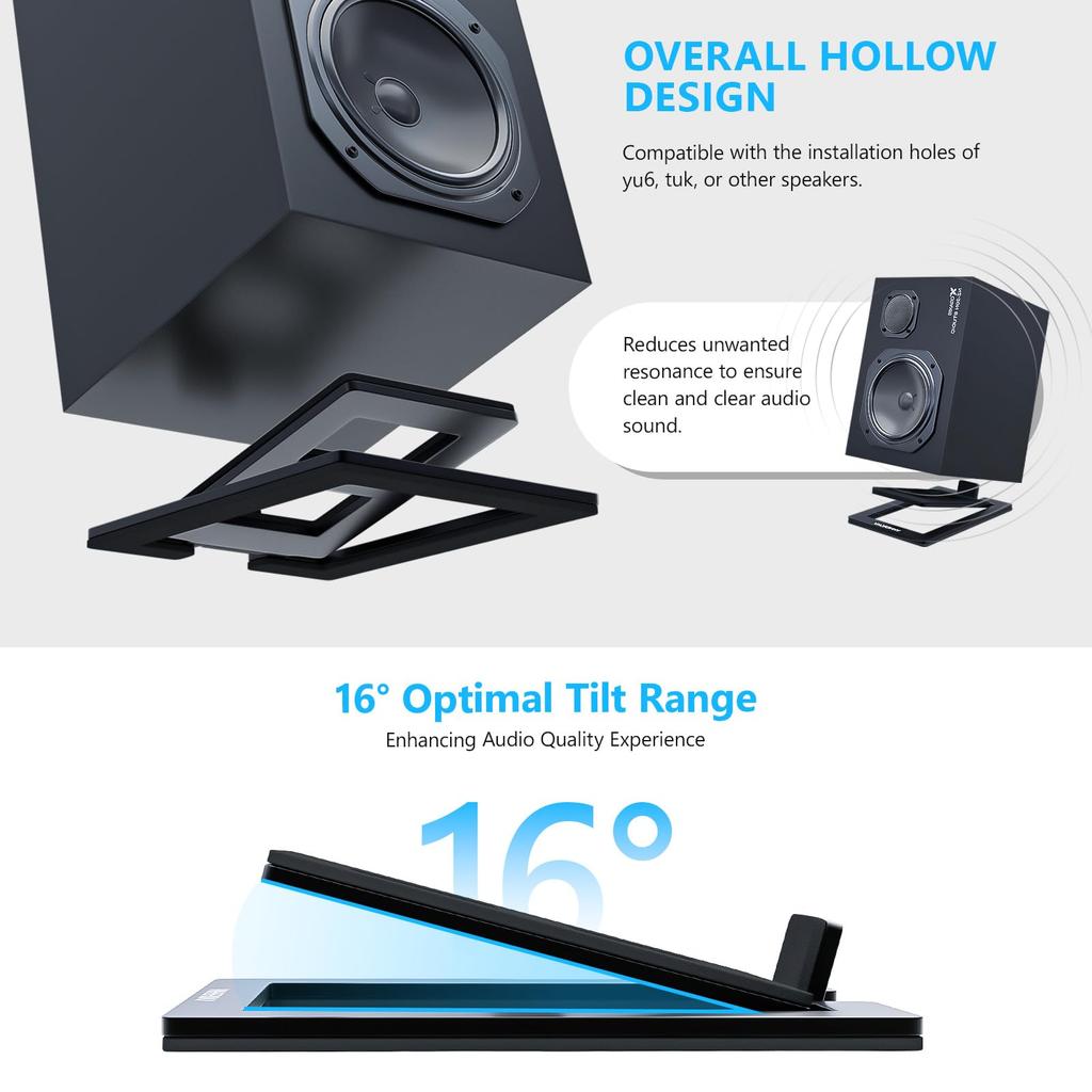 KK Cable Desktop Speaker PC Desktop Speaker Stands x 4cm C-01 Stands, Speaker/Small (Pair) Length 15.5cm Width 11.5cm Height C-01 (Black)