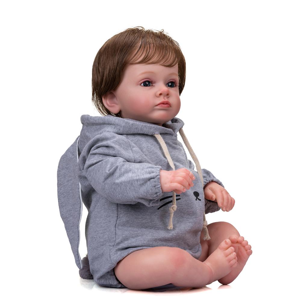 24'' 60 cm Simulering Reborn Dukke Tutti Myk Klut Kropp Naturtro Baby Boy Dukke med rotfestet kort hår True To Like Nyfødte babyer Dukker for barn i alderen 3+