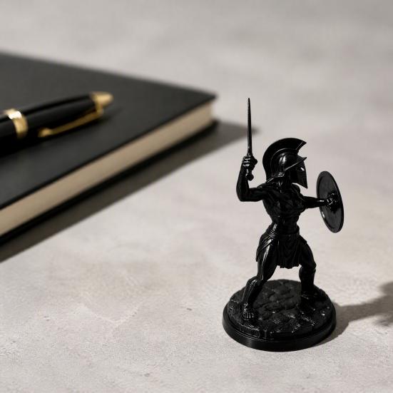 Shield Fighting Pose Ornament 3D Printed Female Gladiator Statue, Spartan Woman Warrior Figurine with Detailed Muscle Armor Shield, Historical Desktop