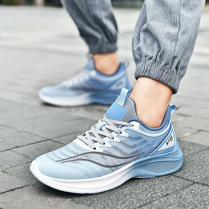 Breathable Lightweight Flyknit Running Shoes - Couple Outdoor Casual Lace Up Breathable Wear-resistant Anti-skid Sneakers New Design for All Seasons