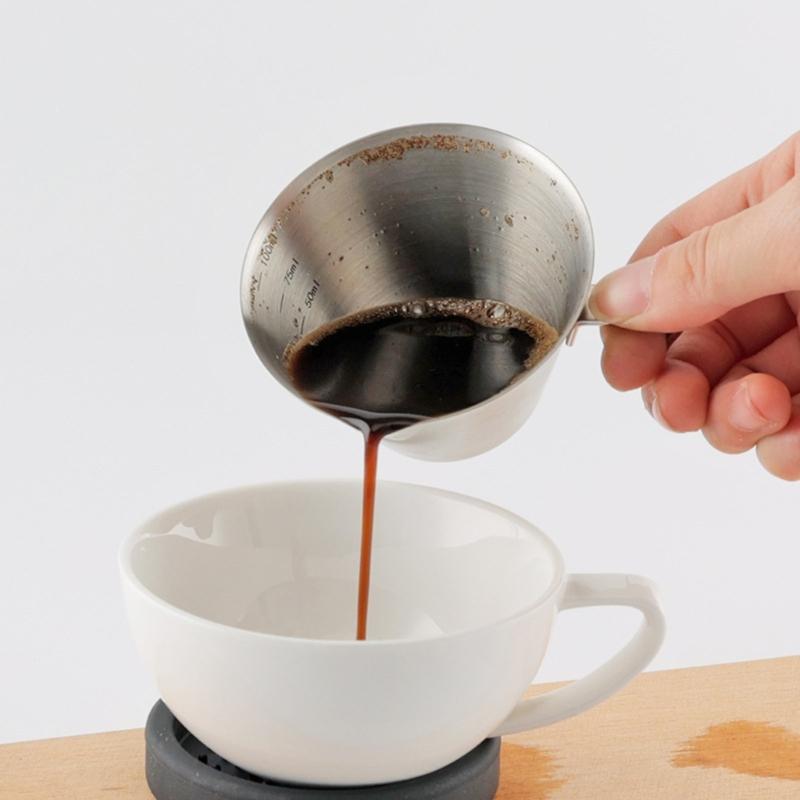 Coffee Measuring Cup With Pour Spout And Clear Measurement Lines Stainless Steel Gadget For Baristas