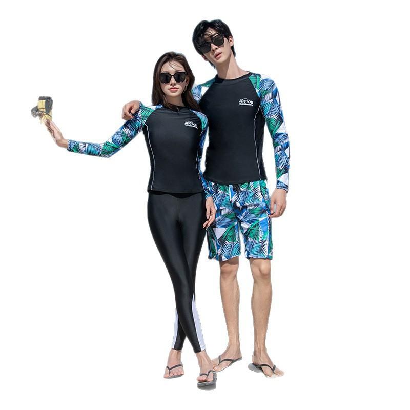 Womens Plus Size Long Sleeve Rash Guard Set UV Protection Swimwear Surfing Snorkeling Beach Activities