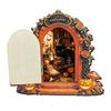 Wooden Indoor Halloween Arched Door Plaque Two Layer Sign with Round Adhesive Mounts for Party Entry Accent Use