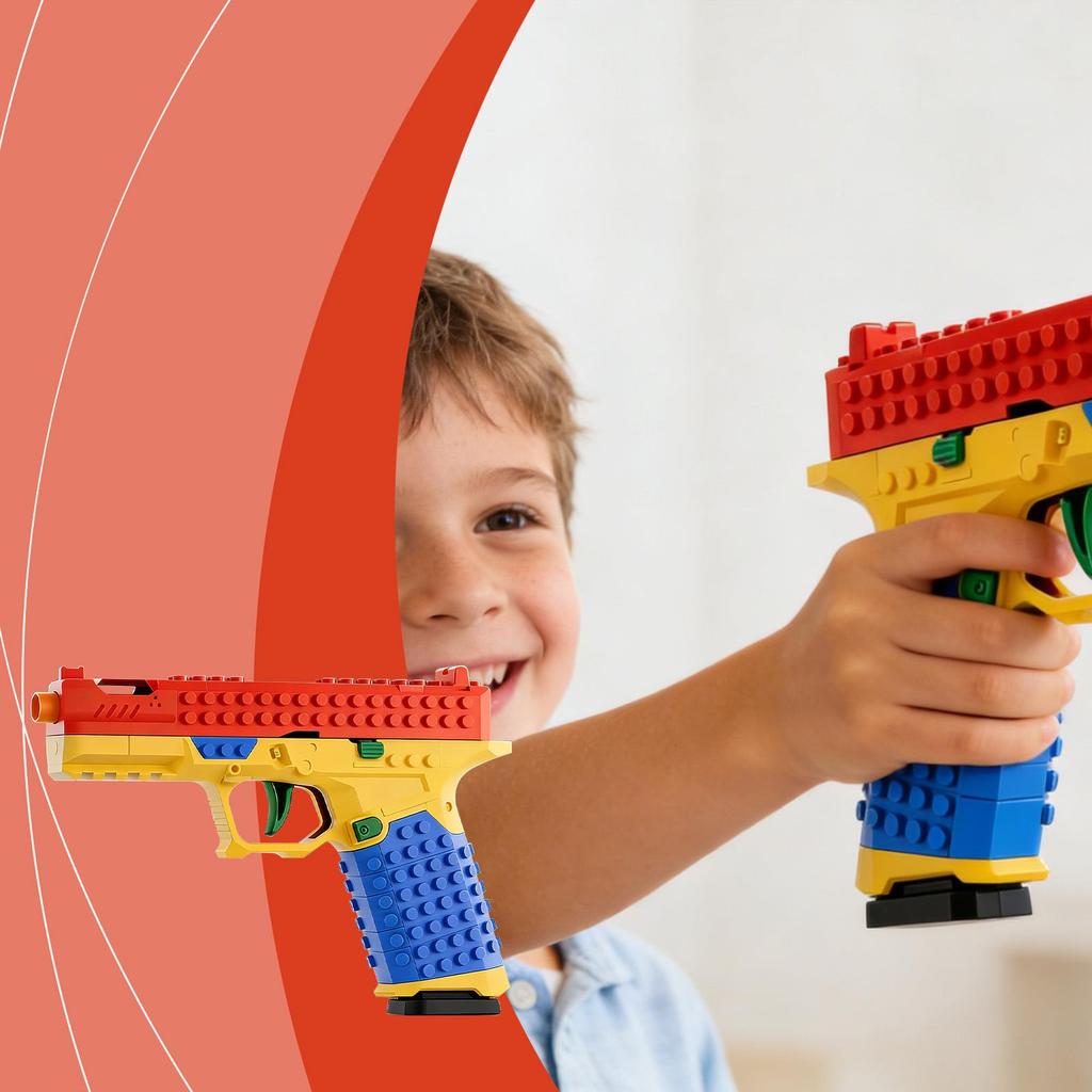 DOWMOO DIY Building Block Toy Gun Model with Ejecting Shells - Educational, Durable, Eco-friendly.