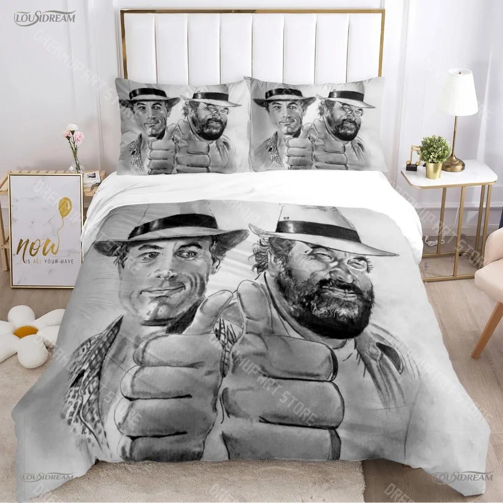 3D-gedrucktes Film Bud Spencer Terence Hill Bettwäsche-Set für Jugendliche Bettbezüge Kissenbezüge für Jugendliche Einzel_Doppel_Queen_King