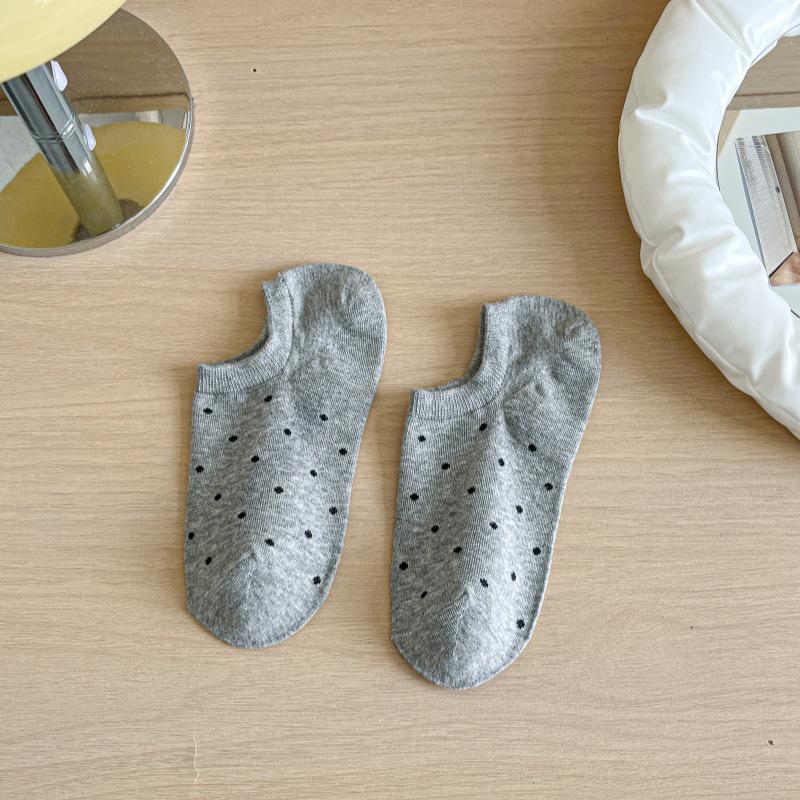 

Женские дышащие хлопковые носки до середины икры в горошек - в японском стиле, весенне-летние, с подвернутым краем, модные и универсальные. 2404-2405