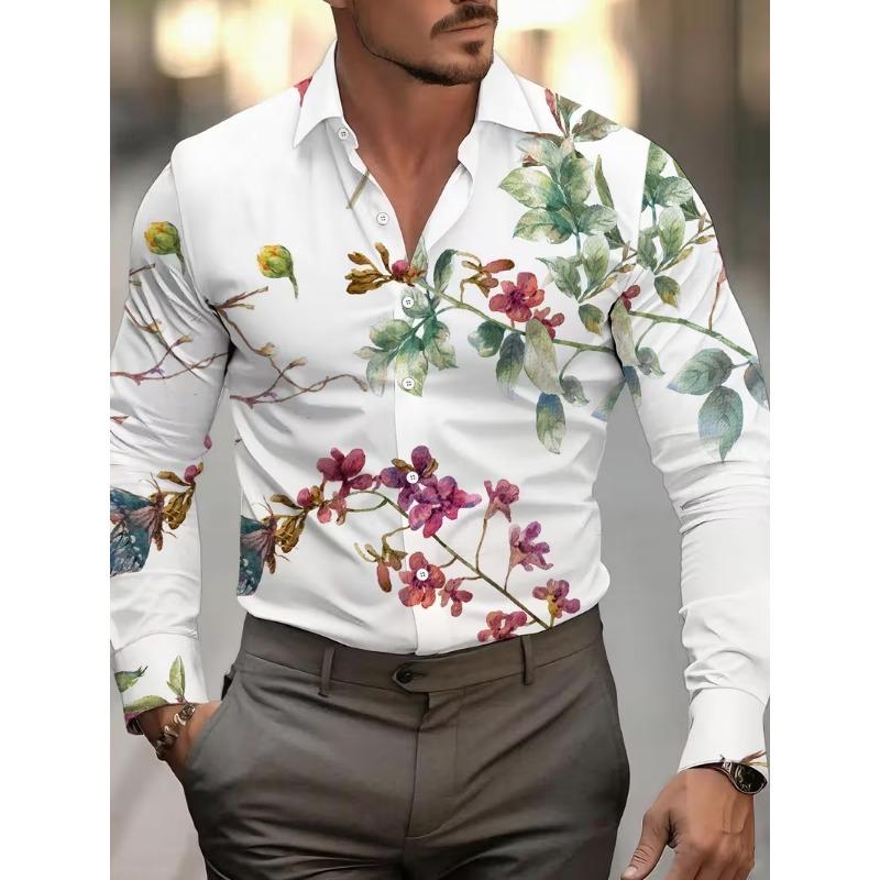 New Men's Long Sleeved Shirt 3D Butterfly Print Long Sleeved Luxurious Irregular Pattern Shirt Collar Top