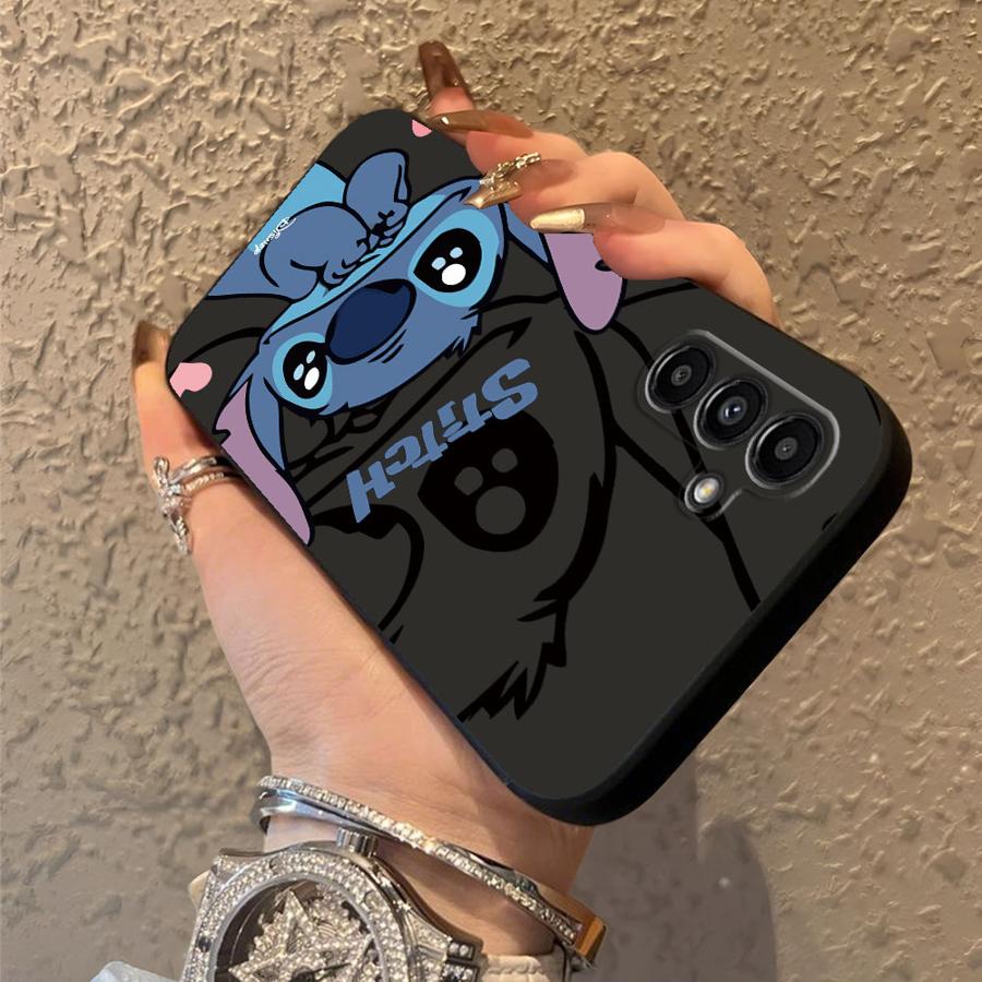 Cartoon Disney Stitch Black Soft Phone Cover Case for Samsung Galaxy A50 A04 A40 A16 A10 A12 A05 A20 A13 A30 A15 A06 A70 A17
