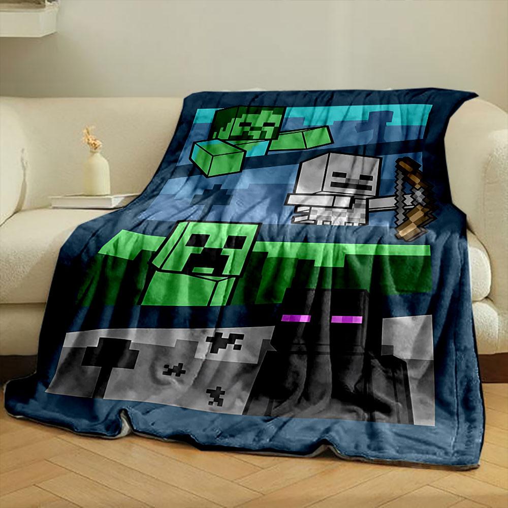 Minecraft Zombies Skeletons Endermen Blanket Bedroom Blanket for Livingroom Couch Lunch Break Soft Throw for Friend's Festival Gift