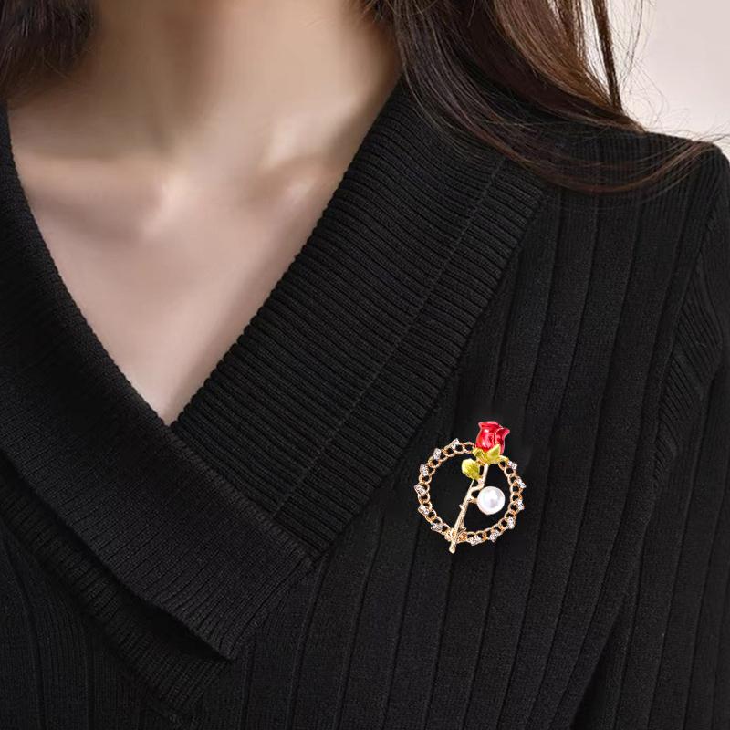 

1 шт., броши, ювелирные изделия, подарки с искусственным жемчугом и стразами, инкрустированные розами, аксессуары для одежды