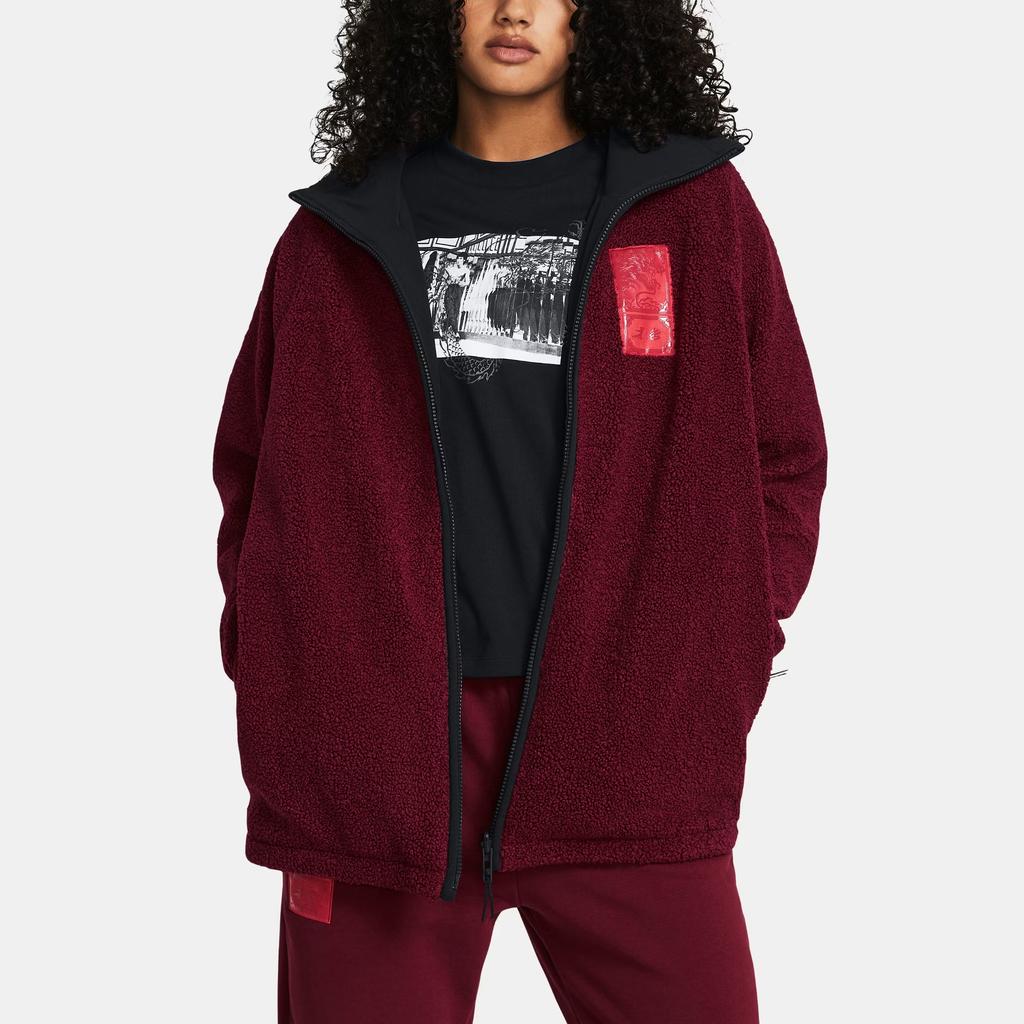 Under Armour Curry X Bruce Lee Collaboration SS24 Spring Collection Reversible Fleece Zip-Up Pilot Jacket Women Jacket Black 1383731-001