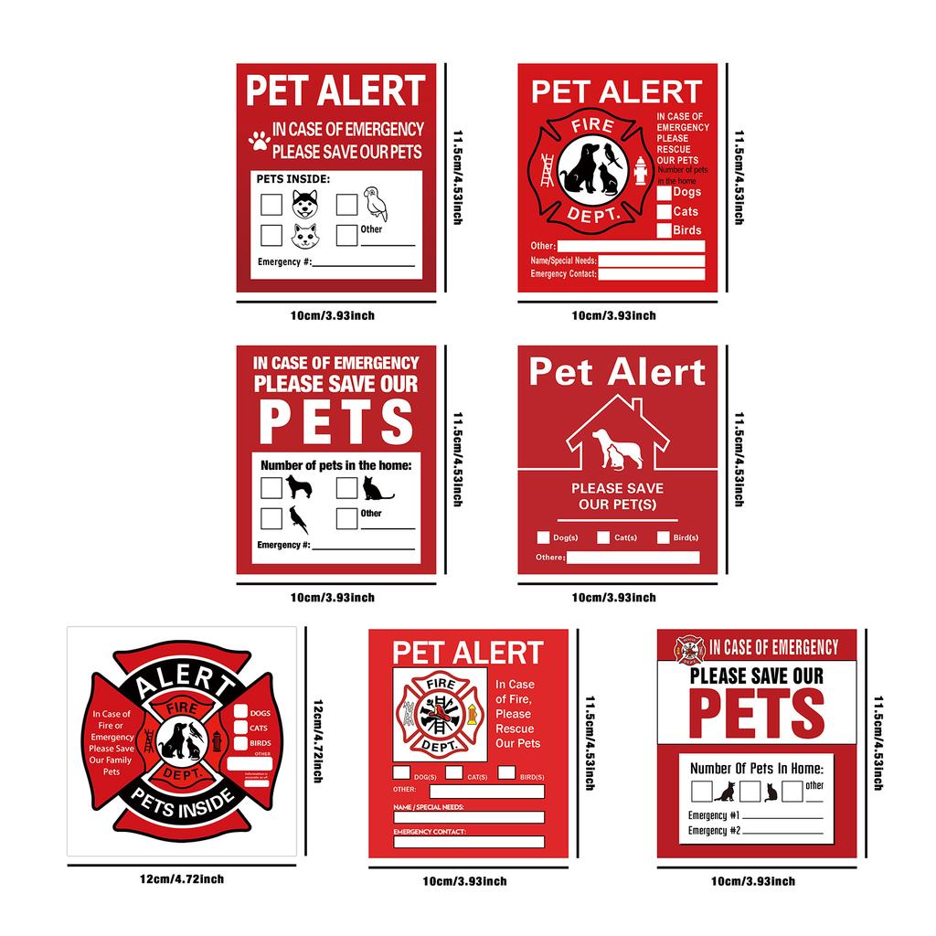Pet Inside Alert Sticker Warning Labels Waterproof and Durable Dog Cat Rescue Sticker Decals for Fire Safety Emergency