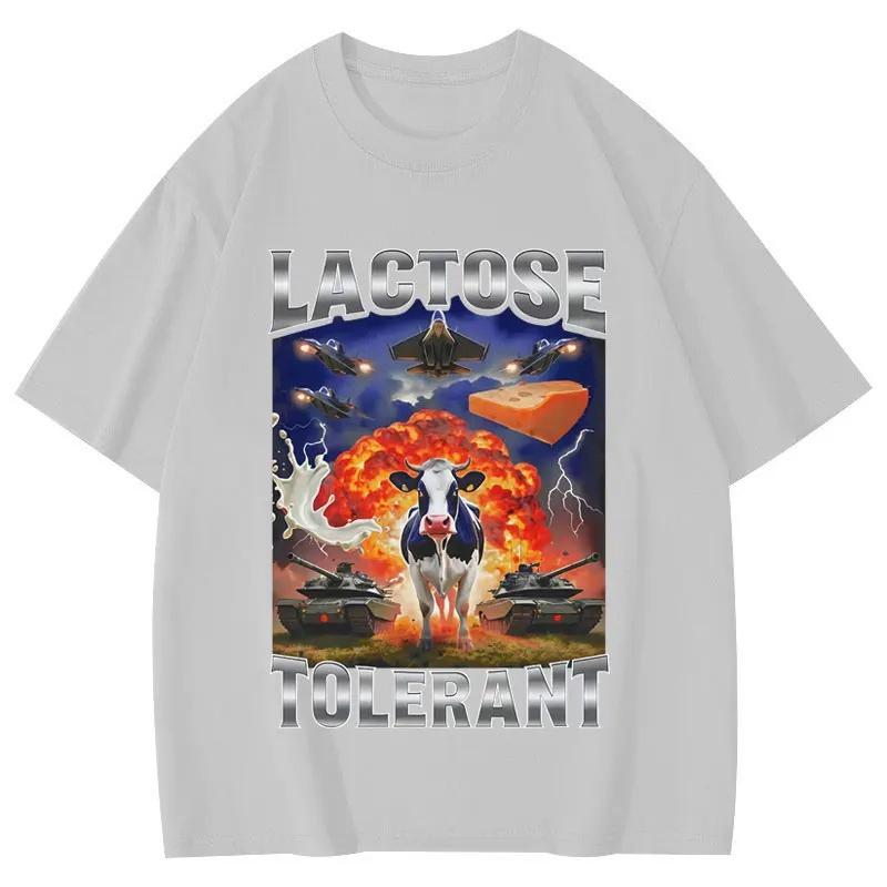Laktoseintolerant Lustiges Kuh Meme Grafik T-Shirts Damenmode Vintage T-Shirts Kurzarm T-Shirt Sommer Streetwear Y2K Oberteil