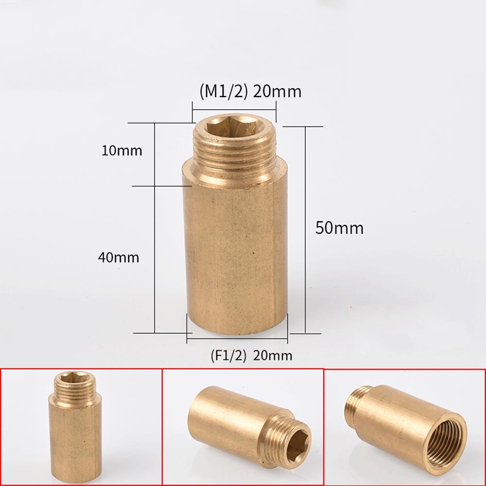 Brass 1/2 " Female To Male Stainless Steel Thickened Extension Joint Lengthened Hexagonal Extension Direct Chrome Plating Brass