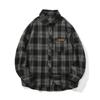 Camisa Masculina Xadrez Retro Primavera Verão Roupa Externa Casual Manga Longa Sobretudo Xadrez Bolso Único Botões Blusa