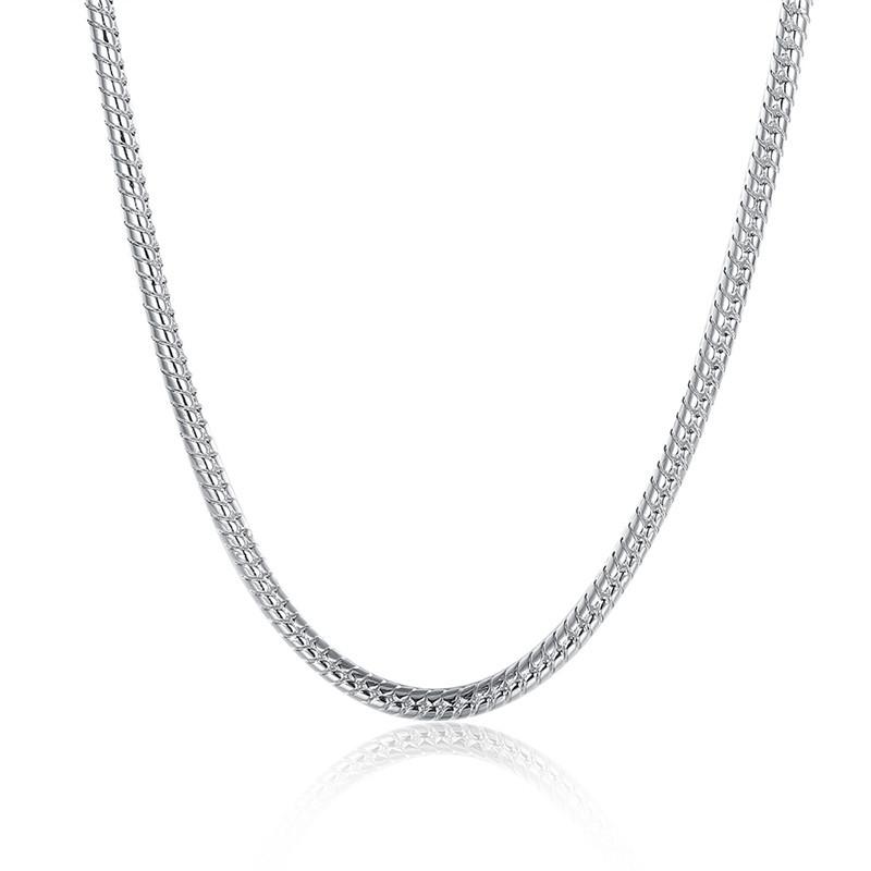 European and American Jewelry Fashion Jewelry Exquisite 4mm Snake Bone Chain Men's Necklace Silver Plated Necklace