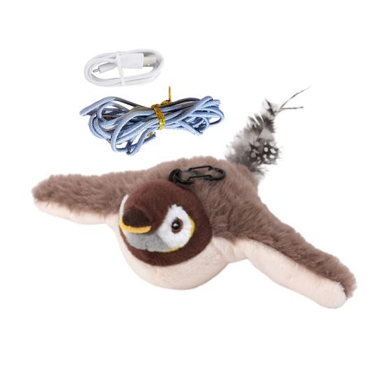 

Игрушка для кошек «Птицы, хлопающие крыльями» Интерактивный летающий воробей с реалистичным щебечущим звуком, активируемый прикосновением Мягкая игрушка для котят «Птицы» для домашних кошек 1 Set коричневый