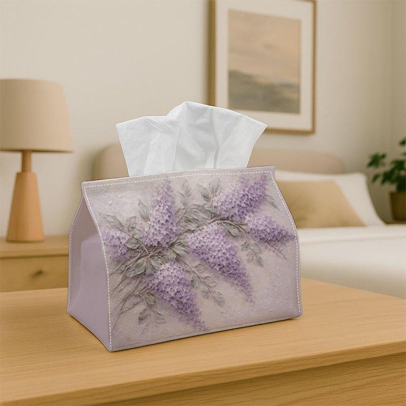 1pc Lavender Tissue Holder - Reusable & Washable Soft Purple Lavender Branch Dispenser Suitable for Dining Table, Kitchen, Bathroom, Car, Party Decor