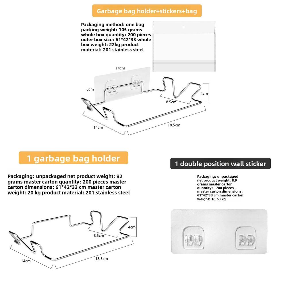 Modern Stainless Steel Kitchen Trash Bag Holder With Magneticfree Wall Mount For Home Use