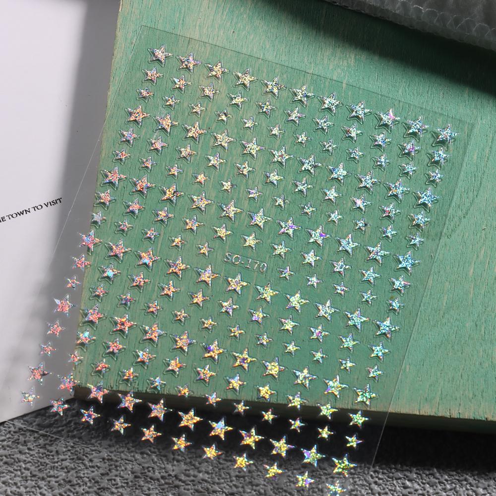 Sliver Stars Nails Stickers 3D Bronzing Laser White Cross Starlight Glossychic Y2k Stylish Adhesive Manicure Decorations SO-167