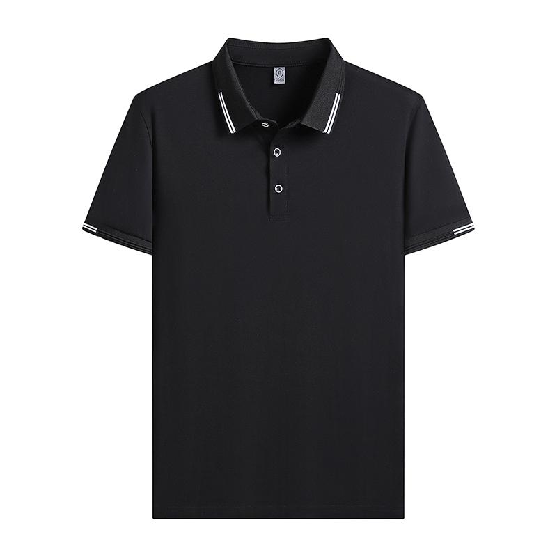 Men s Polo Shirt Short-sleeved T-shirt Men s Lapel Business T-shirt Young And Middle-aged Business Short-sleeved T-shirt 2XL чёрный