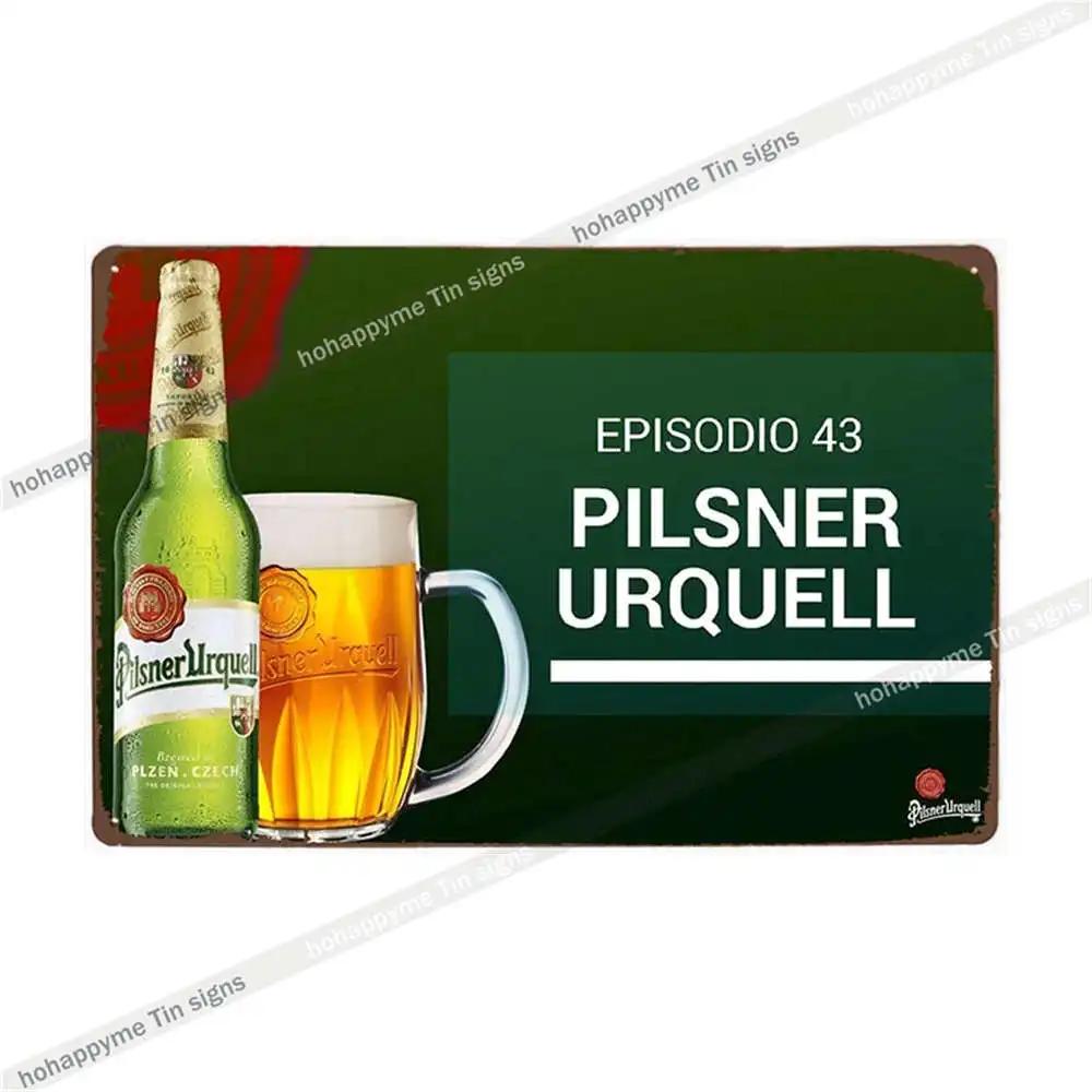 Pilsner Urquell Metal Wall Art Poster Belgium Beer Sign Vintage Bar Man Cave Club Tin Painting Decor Plaque Decoration 20x30cm