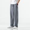 Men's White Linen Wide-Leg Casual Pants for Spring and Autumn