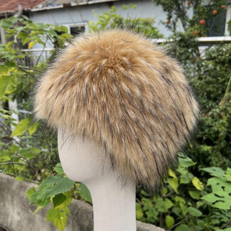 Unisex Thick Fur Dome Cap Retro Warm Flat Top Hat Outdoor Winter Accessories