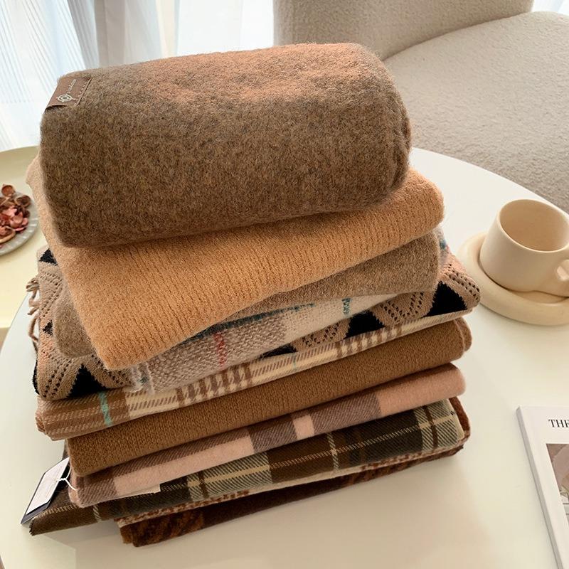 Heavy recommendation Maillard color scarf atmosphere coffee color women's brown high-end scarf
