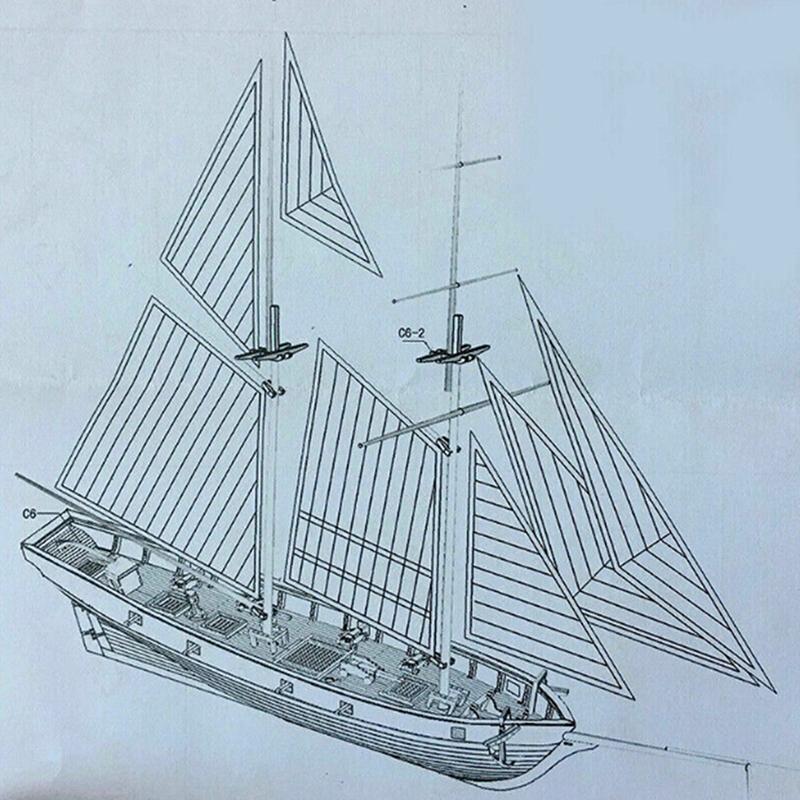 1:100 Halcon Wooden Sailing Boat Model DIY Kit Ship Assembly Decoration Gift·
