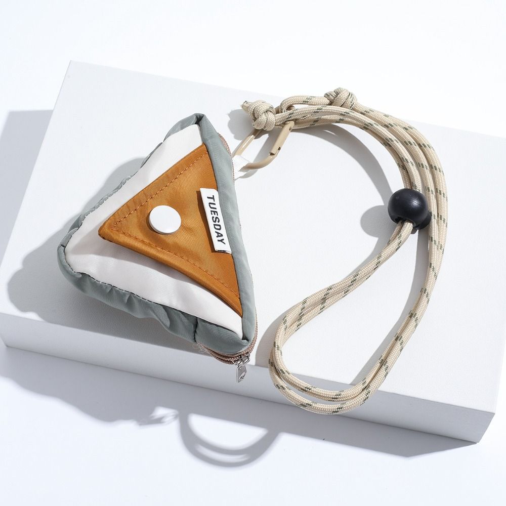 Dreieckige Münzbörse zum Aufhängen am Hals, Schlüsselaufbewahrungstasche, Lanyard, kontrastierende Farben, Brieftasche, Kopfhörertasche, Nylon, Tasche für kleine Gegenstände, Outdoor