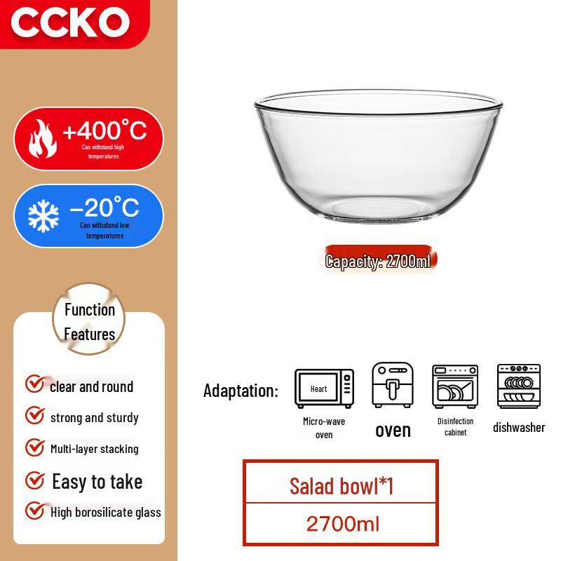 CCKO Heat-Resistant Glass Mixing & Serving Bowl