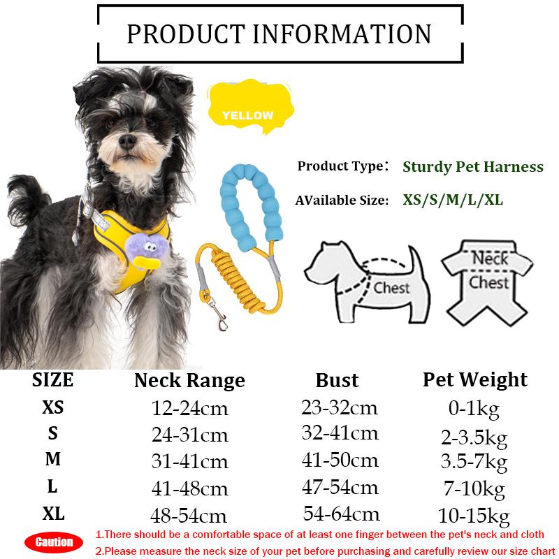 Adjustable Small Dog Chest And Back With Traction Rope Pet Breathable Stretchable Harness Vest Style Dog Daily Walking Leash S