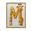 Giraffe With the Letter M - Poster for Children Giraffe With the Letter M - Poster for Children, 30X40 Cm, Light Oak Wooden Frame, Matte Paper 230 Gsm
