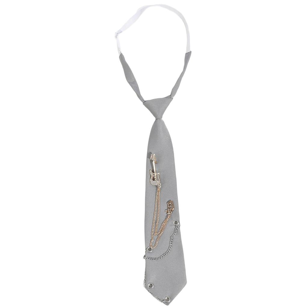 Punk Metal Guitar Chain Tie for Music Lovers and Fashion Enthusiasts Adjustable Pre Tied Necktie for Concerts Parties
