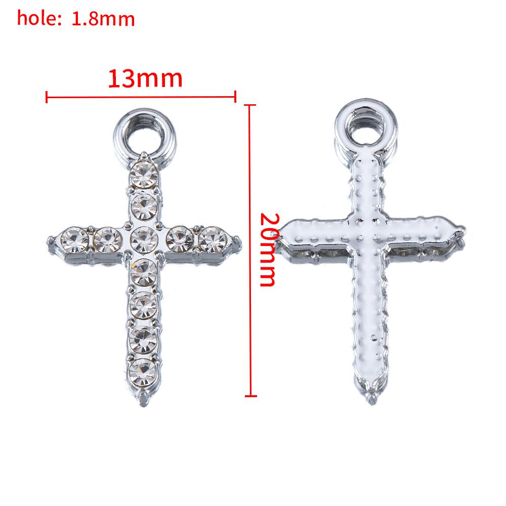 

2pcs Cross Shaped Inlaid Rhinestone Alloy Pendant With High Color Retention For DIY Necklace Accessory Fashionable And Versatile 2pcs