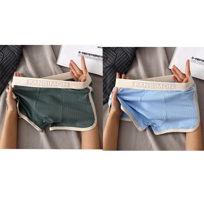2PCS Men's Striped Boxer Shorts Underwear Sexy Panties Man Underpants Male Boxers Homme U Convex Lingerie Underpants